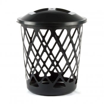 CESTO TELADO COM TAMPA PRETO - 26x26x28 cm - 10L